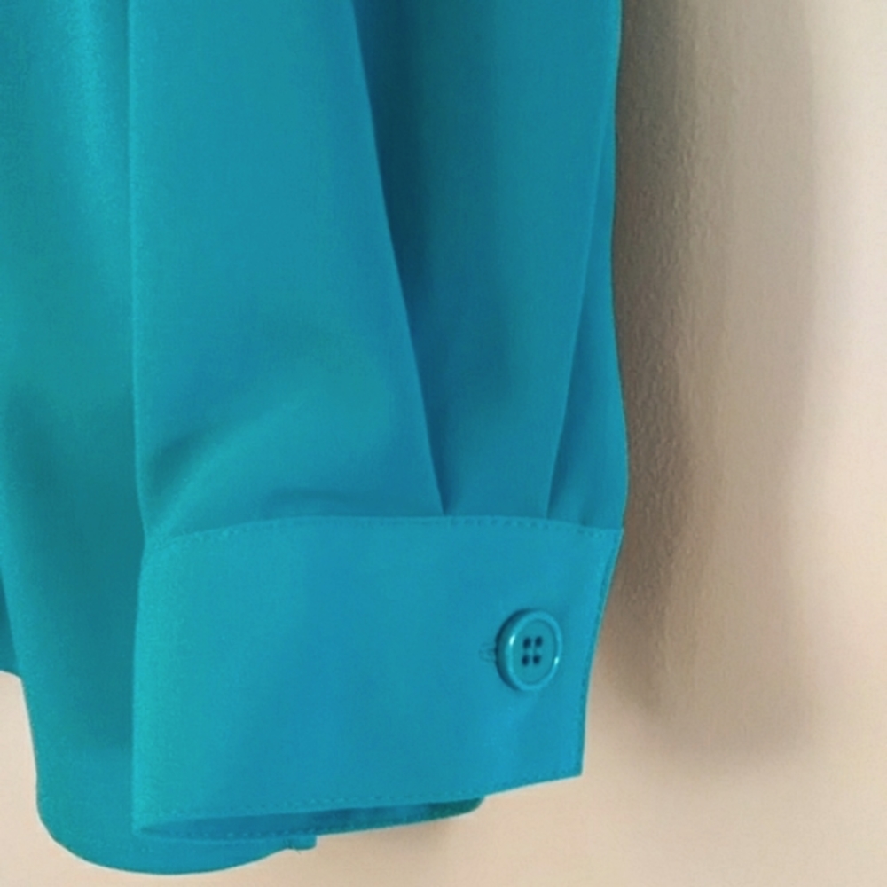 Appleseed's Petite Button Down Blouse Shirt 6 Petite Green - Picture 5 of 13